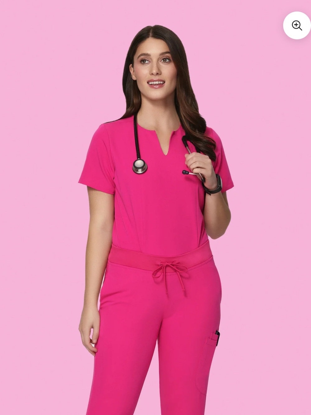 Mandala 5 Pocket Notch Neck Scrub Top - Azalea